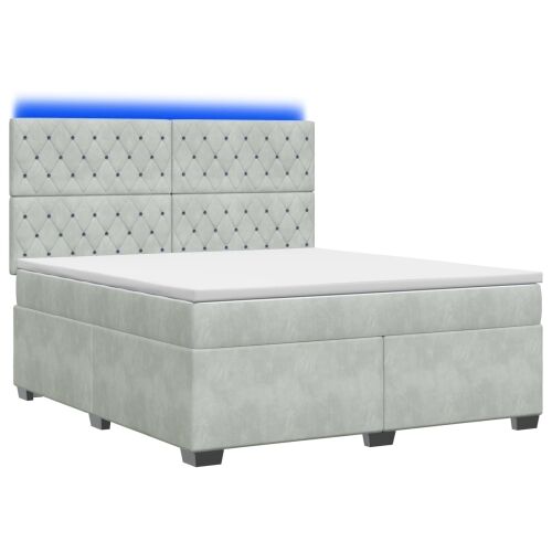 Boxspring krevet s madracem Svjetlosiva 160 x 200 cm Baršun - Svjetlosiva 160 x 200 cm Kristal s dugmadima Cijena