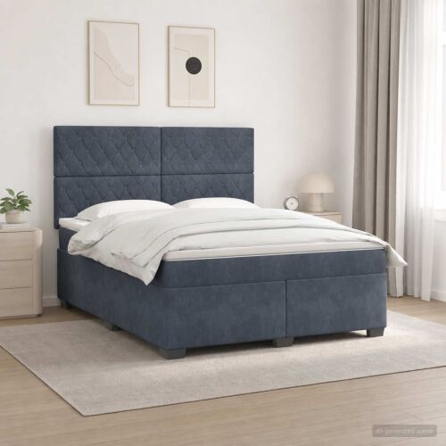 Boxspring krevet s madracem Tamnosiva 160 x 200 cm Baršun - Tamnosiva 160 x 200 cm Kristal s dugmadima Cijena