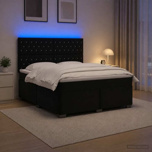 Boxspring krevet s madracem Crna 160 x 200 cm Baršun - Crna 160 x 200 cm Kristal s dugmadima Cijena