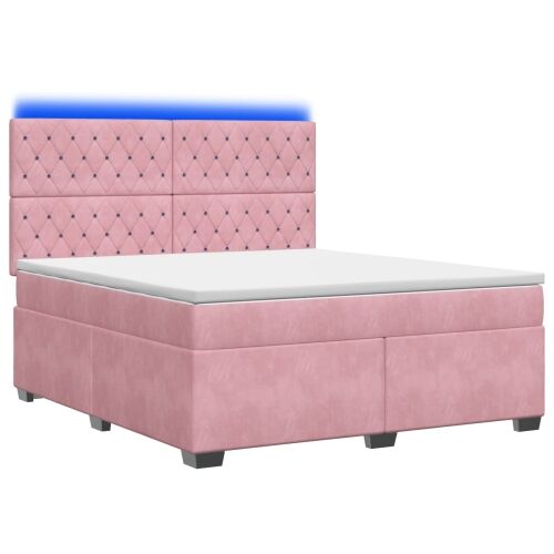 Boxspring krevet s madracem Ružičasta 160 x 200 cm Baršun - Ružičasta 160 x 200 cm Kristal s dugmadima Cijena
