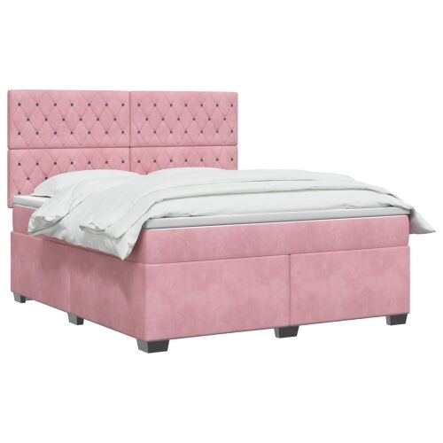 Boxspring krevet s madracem Ružičasta 160 x 200 cm Baršun - Ružičasta 160 x 200 cm Kristal s dugmadima Cijena