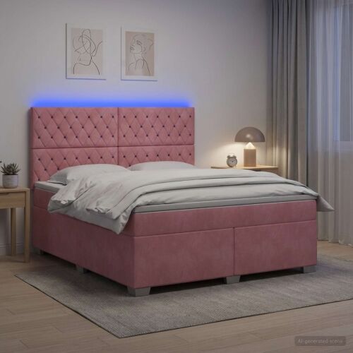 Boxspring krevet s madracem Ružičasta 160 x 200 cm Baršun - Ružičasta 160 x 200 cm Kristal s dugmadima Cijena