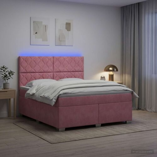 Boxspring krevet s madracem Ružičasta 160 x 200 cm Baršun - Ružičasta 160 x 200 cm Dizajn s rombovima Cijena