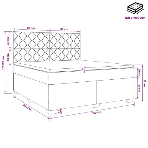 Boxspring krevet s madracem Ružičasta 160 x 200 cm Baršun - Ružičasta 160 x 200 cm Dizajn s rombovima Cijena