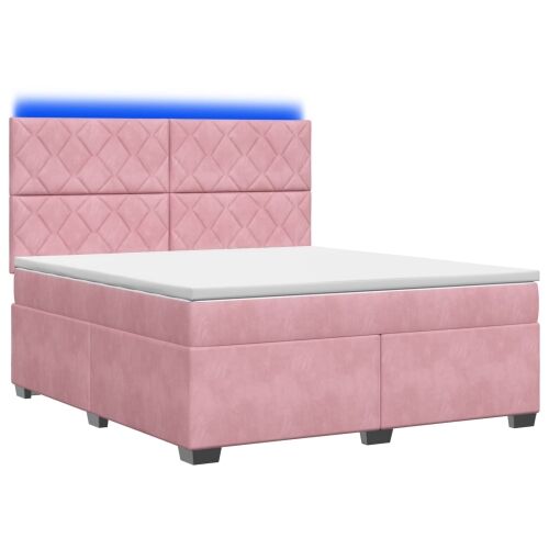 Boxspring krevet s madracem Ružičasta 160 x 200 cm Baršun - Ružičasta 160 x 200 cm Dizajn s rombovima Cijena