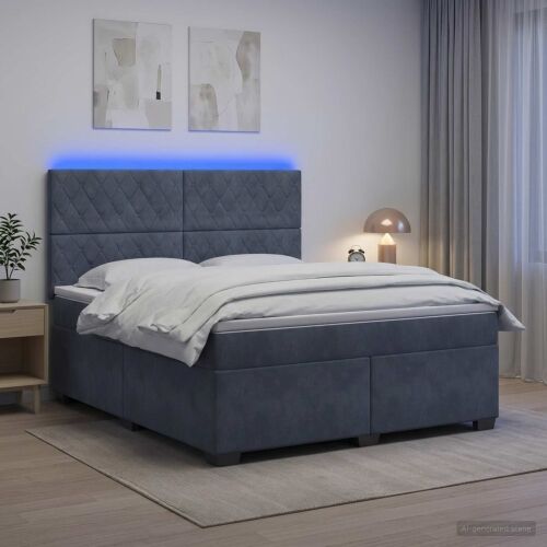 Boxspring krevet s madracem Tamnosiva 180 x 200 cm Baršun - Tamnosiva 180 x 200 cm Kristal s dugmadima Cijena