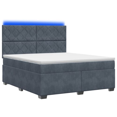 Boxspring krevet s madracem Tamnosiva 180 x 200 cm Baršun - Tamnosiva 180 x 200 cm Dizajn s rombovima Cijena