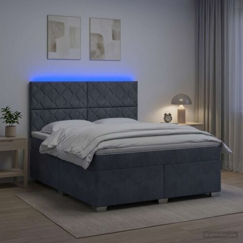 Boxspring krevet s madracem Tamnosiva 180 x 200 cm Baršun - Tamnosiva 180 x 200 cm Dizajn s rombovima Cijena