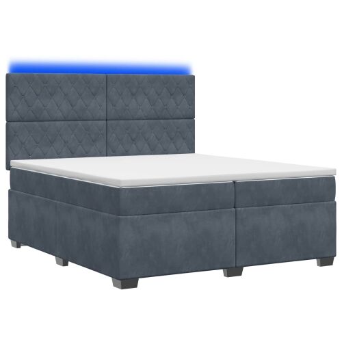 Boxspring krevet s madracem Tamnosiva 200 x 200 cm Baršun - Tamnosiva 200 x 200 cm Kristal s dugmadima Cijena