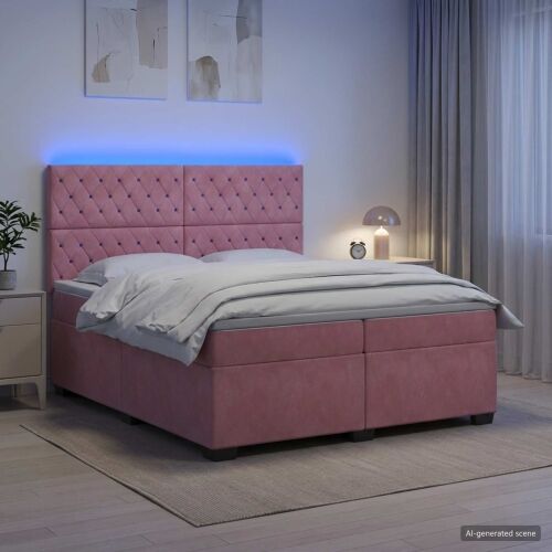 Boxspring krevet s madracem Ružičasta 200 x 200 cm Baršun - Ružičasta 200 x 200 cm Kristal s dugmadima Cijena