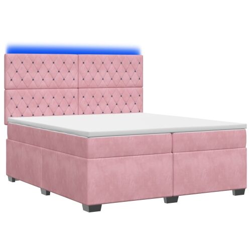 Boxspring krevet s madracem Ružičasta 200 x 200 cm Baršun - Ružičasta 200 x 200 cm Kristal s dugmadima Cijena