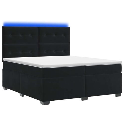 Boxspring krevet s madracem Crna 200 x 200 cm Baršun - Crna 200 x 200 cm Prošiveno gumbima Cijena
