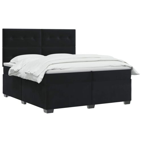 Boxspring krevet s madracem Crna 200 x 200 cm Baršun - Crna 200 x 200 cm Prošiveno gumbima Cijena