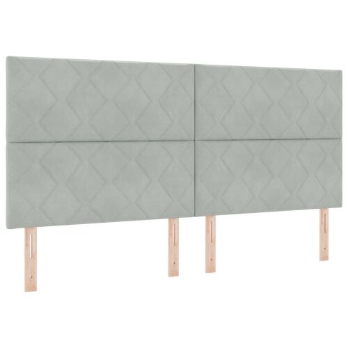 Boxspring krevet s madracem Svjetlosiva 200 x 200 cm Baršun - Svjetlosiva 200 x 200 cm Dizajn s rombovima Cijena