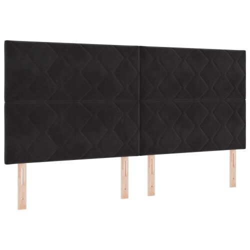 Boxspring krevet s madracem Crna 200 x 200 cm Baršun - Crna 200 x 200 cm Dizajn s rombovima Cijena