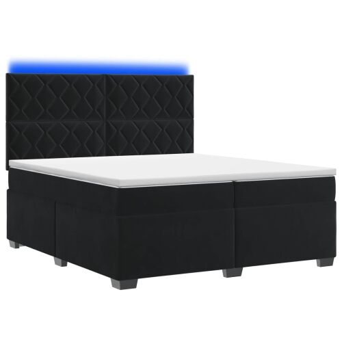 Boxspring krevet s madracem Crna 200 x 200 cm Baršun - Crna 200 x 200 cm Dizajn s rombovima Cijena