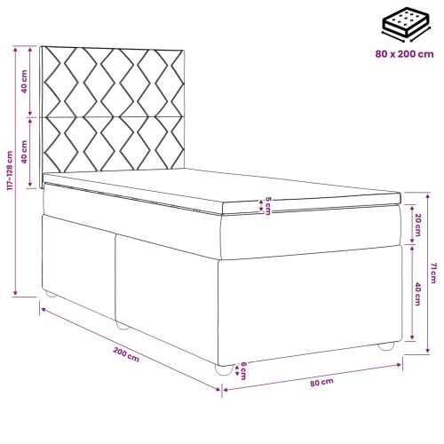 Boxspring krevet s madracem Sivosmeđa 80 x 200 cm Tkanina - Sivosmeđa 80 x 200 cm Dizajn s rombovima Cijena