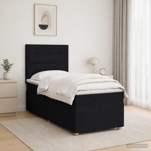 Boxspring krevet s madracem Crna 90 x 190 cm Tkanina - Crna 90 x 190 cm Prošiveno gumbima Cijena