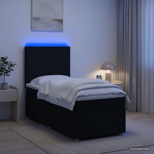 Boxspring krevet s madracem Crna 90 x 190 cm Tkanina - Crna 90 x 190 cm Prošiveno gumbima Cijena
