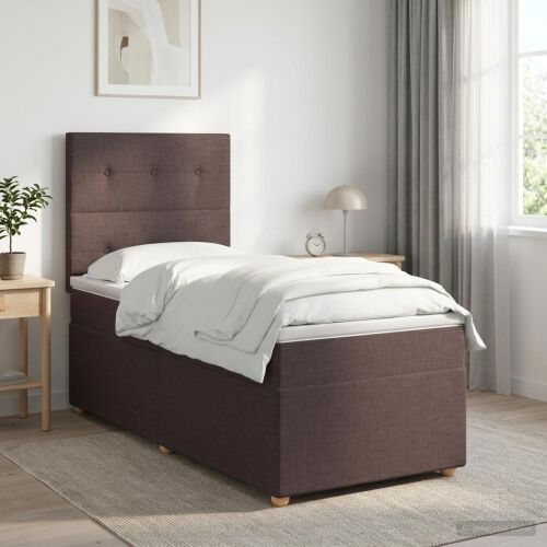 Boxspring krevet s madracem Tamno smeđa 90 x 190 cm Tkanina - Tamno smeđa 90 x 190 cm Prošiveno gumbima Cijena