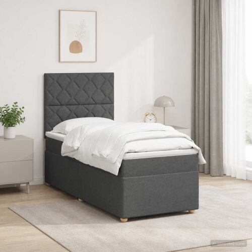 Boxspring krevet s madracem Tamnosiva 90 x 190 cm Tkanina - Tamnosiva 90 x 190 cm Dizajn s rombovima Cijena
