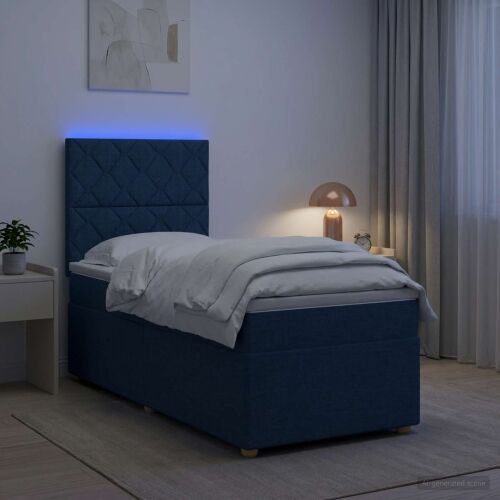 Boxspring krevet s madracem Plava 90 x 190 cm Tkanina - Plava 90 x 190 cm Dizajn s rombovima Cijena