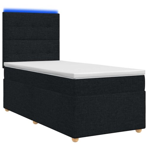 Boxspring krevet s madracem Crna 90 x 200 cm Tkanina - Crna 90 x 200 cm Prošiveno gumbima Cijena