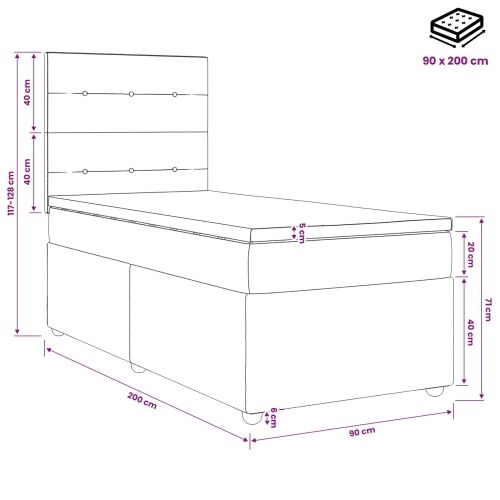 Boxspring krevet s madracem Tamno smeđa 90 x 200 cm Tkanina - Tamno smeđa 90 x 200 cm Prošiveno gumbima Cijena