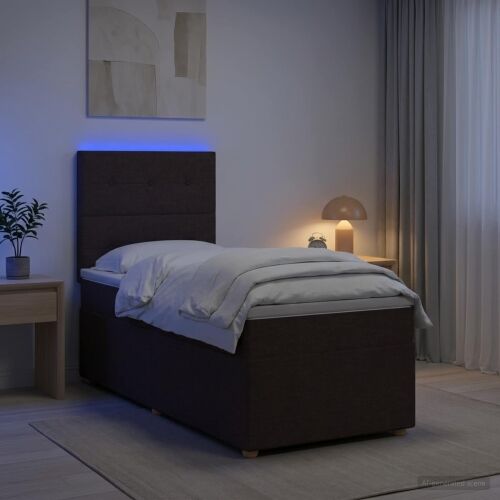 Boxspring krevet s madracem Tamno smeđa 90 x 200 cm Tkanina - Tamno smeđa 90 x 200 cm Prošiveno gumbima Cijena