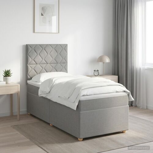 Boxspring krevet s madracem Svjetlosiva 90 x 200 cm Tkanina - Svjetlosiva 90 x 200 cm Dizajn s rombovima Cijena