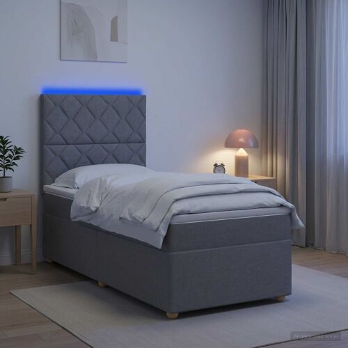 Boxspring krevet s madracem Svjetlosiva 90 x 200 cm Tkanina - Svjetlosiva 90 x 200 cm Dizajn s rombovima Cijena
