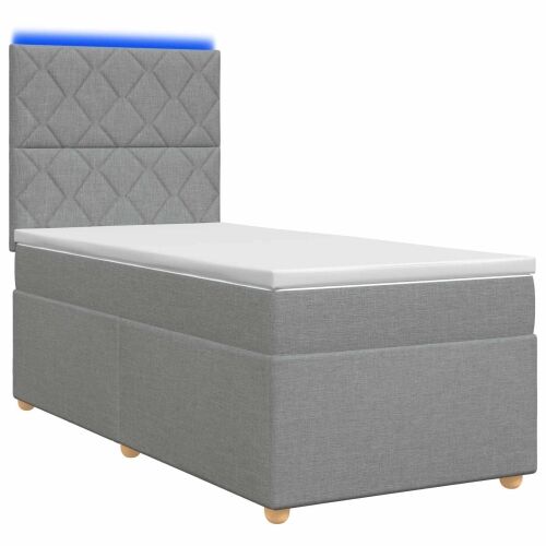 Boxspring krevet s madracem Svjetlosiva 90 x 200 cm Tkanina - Svjetlosiva 90 x 200 cm Dizajn s rombovima Cijena