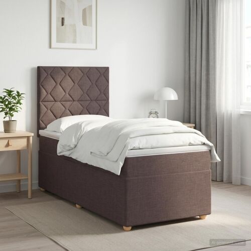 Boxspring krevet s madracem Tamno smeđa 90 x 200 cm Tkanina - Tamno smeđa 90 x 200 cm Dizajn s rombovima Cijena