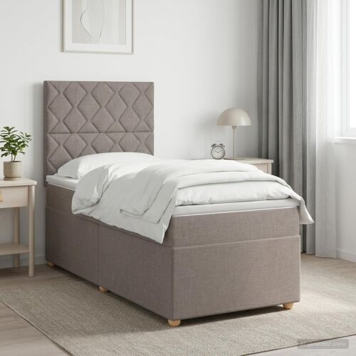 Boxspring krevet s madracem Sivosmeđa 90 x 200 cm Tkanina - Sivosmeđa 90 x 200 cm Dizajn s rombovima Cijena