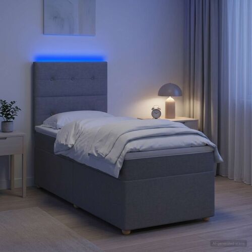 Boxspring krevet s madracem Svjetlosiva 100 x 200 cm Tkanina - Svjetlosiva 100 x 200 cm Prošiveno gumbima Cijena