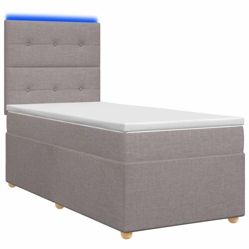 Boxspring krevet s madracem Sivosmeđa 100 x 200 cm Tkanina - Sivosmeđa 100 x 200 cm Prošiveno gumbima Cijena