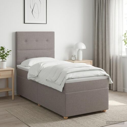 Boxspring krevet s madracem Sivosmeđa 100 x 200 cm Tkanina - Sivosmeđa 100 x 200 cm Prošiveno gumbima Cijena