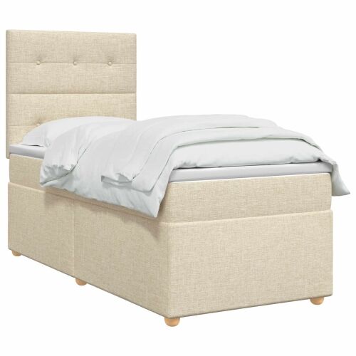 Boxspring krevet s madracem Krem 100 x 200 cm Tkanina - Krem 100 x 200 cm Prošiveno gumbima Cijena