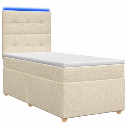 Boxspring krevet s madracem Krem 100 x 200 cm Tkanina - Krem 100 x 200 cm Prošiveno gumbima Cijena