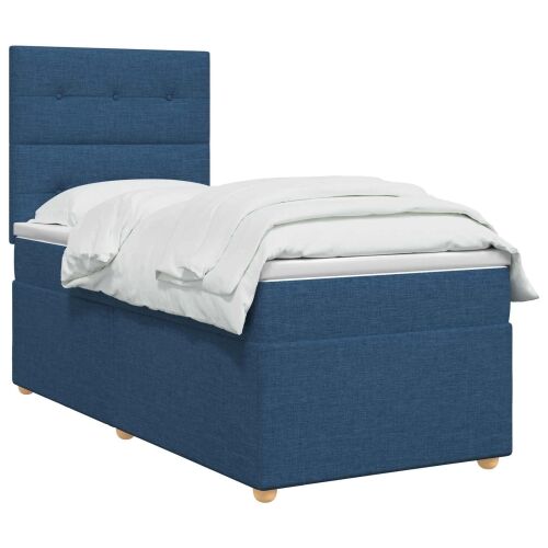 Boxspring krevet s madracem Plava 100 x 200 cm Tkanina - Plava 100 x 200 cm Prošiveno gumbima Cijena