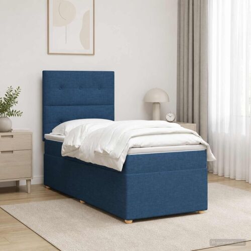 Boxspring krevet s madracem Plava 100 x 200 cm Tkanina - Plava 100 x 200 cm Prošiveno gumbima Cijena