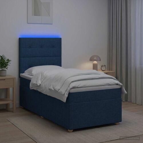Boxspring krevet s madracem Plava 100 x 200 cm Tkanina - Plava 100 x 200 cm Prošiveno gumbima Cijena