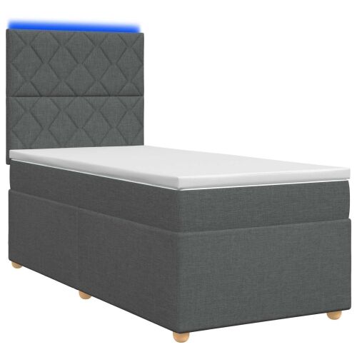 Boxspring krevet s madracem Tamnosiva 100 x 200 cm Tkanina - Tamnosiva 100 x 200 cm Dizajn s rombovima Cijena