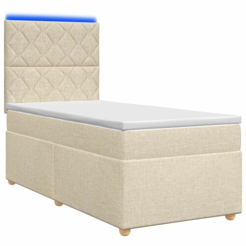 Boxspring krevet s madracem Krem 100 x 200 cm Tkanina - Krem 100 x 200 cm Dizajn s rombovima Cijena