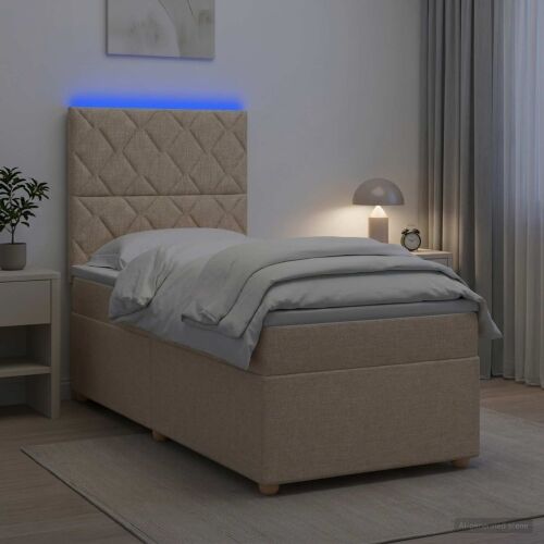 Boxspring krevet s madracem Krem 100 x 200 cm Tkanina - Krem 100 x 200 cm Dizajn s rombovima Cijena