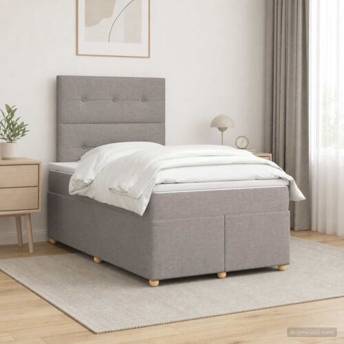 Boxspring krevet s madracem Sivosmeđa 120 x 190 cm Tkanina - Sivosmeđa 120 x 190 cm Prošiveno gumbima Cijena