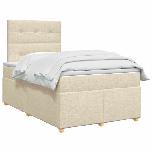 Boxspring krevet s madracem Krem 120 x 190 cm Tkanina - Krem 120 x 190 cm Prošiveno gumbima Cijena
