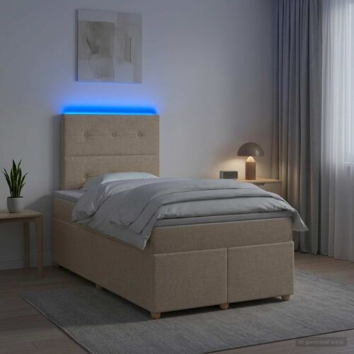 Boxspring krevet s madracem Krem 120 x 190 cm Tkanina - Krem 120 x 190 cm Prošiveno gumbima Cijena