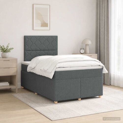 Boxspring krevet s madracem Tamnosiva 120 x 190 cm Tkanina - Tamnosiva 120 x 190 cm Dizajn s rombovima Cijena