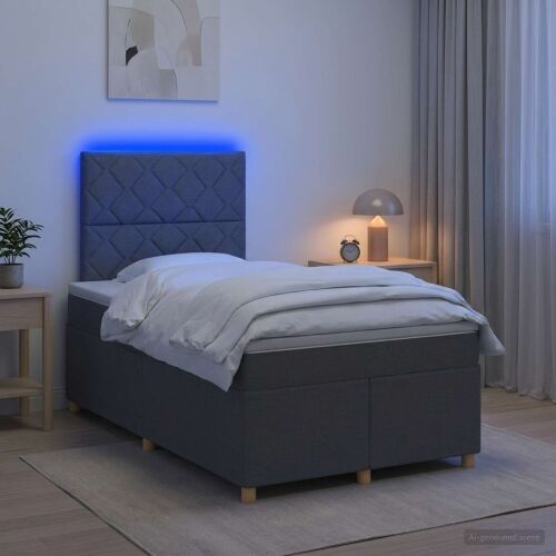 Boxspring krevet s madracem Tamnosiva 120 x 190 cm Tkanina - Tamnosiva 120 x 190 cm Dizajn s rombovima Cijena